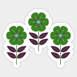 Mod green Scandinavian flowers Sticker